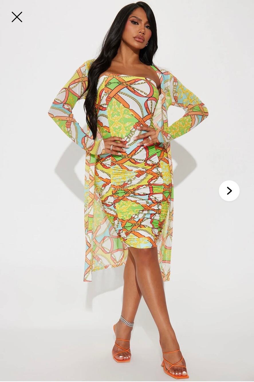 Jolie & Joy Ruched Shirred Bodycon Midi Dress Sheer Cardigan Set Womens 2X READ